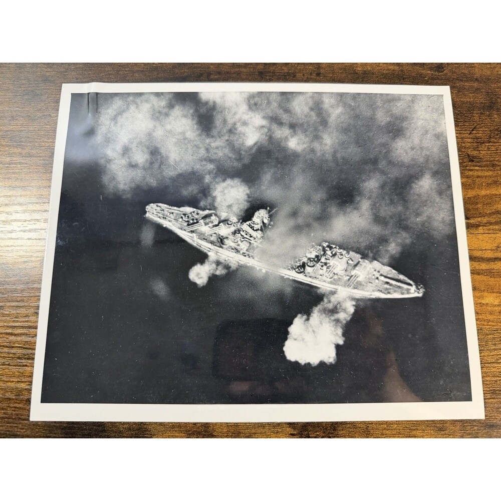 WWII USS Pennsylvania BB-38 Bombarding Guam 1944 Official Navy Photo 8x10